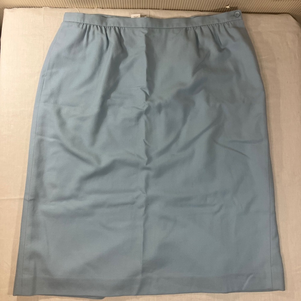 Pendleton Vintage 100% Virgin Wool Pencil Skirt Light Blue Plus Size 18W Midi